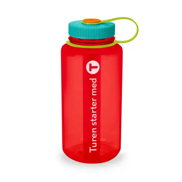 DNT-flaske turen starter med T Nalgene Wide Sustain 1 liter Red DNT