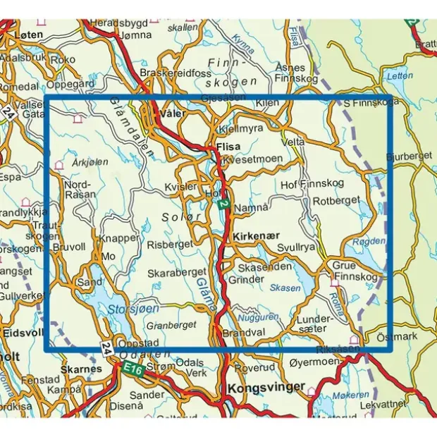 Finnskogen Midtre Nordeca Topo 1:50 000 3033