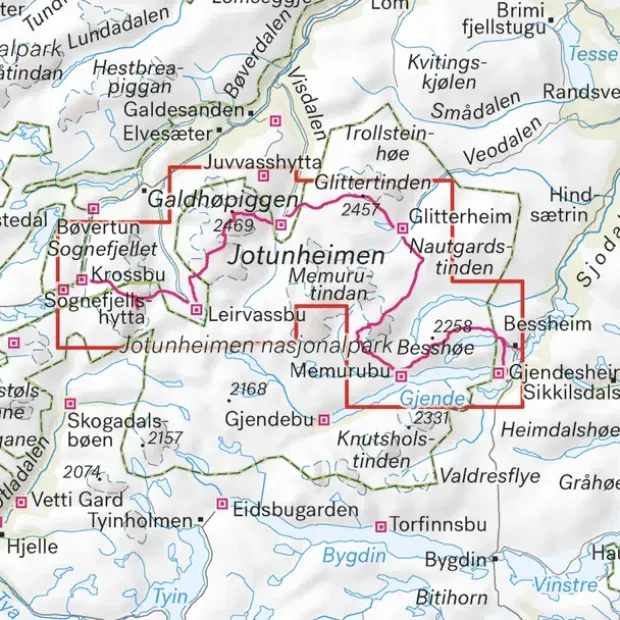Høgruta Calazo Høyfjellskart 1:25 000 Jotunheime