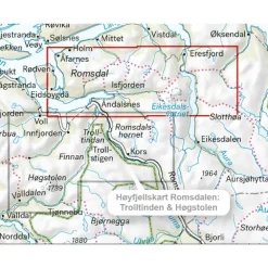 Isfjorden Eresfjord Calazo Høyfjellskart 1:25 000 Romsdalen