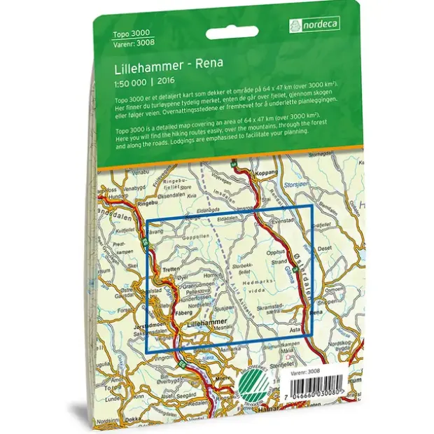 Lillehammer-Rena Nordeca Topo 1:50 000 3008