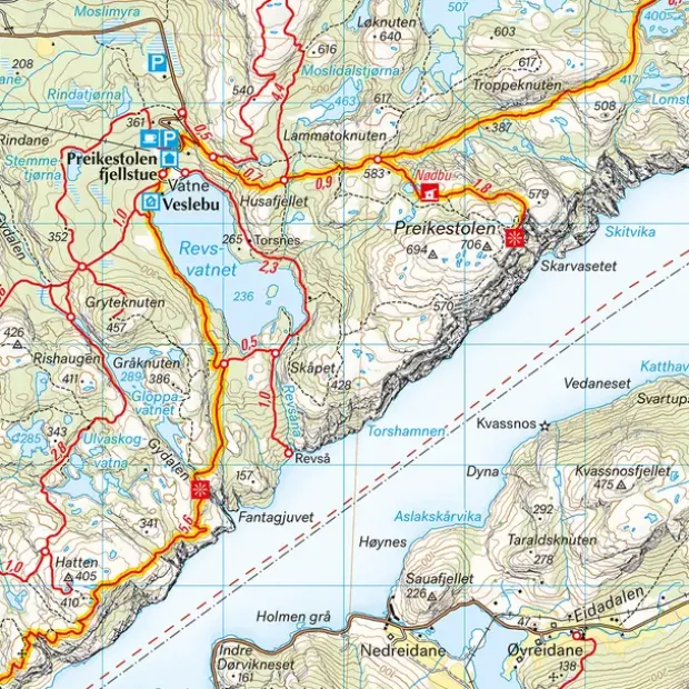 Lysefjorden Preikestolen Kjerag Calazo Turkart 1:50 000