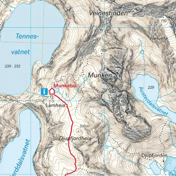 Moskenesøya Flakstadøya Calazo Høyfjellskart 1:30 000 Lofoten