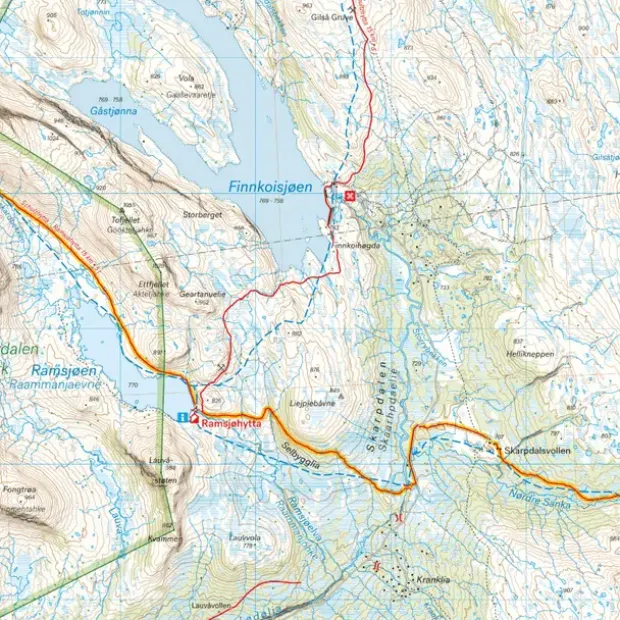 Norge på tvers Calazo Turkart 1:50 000