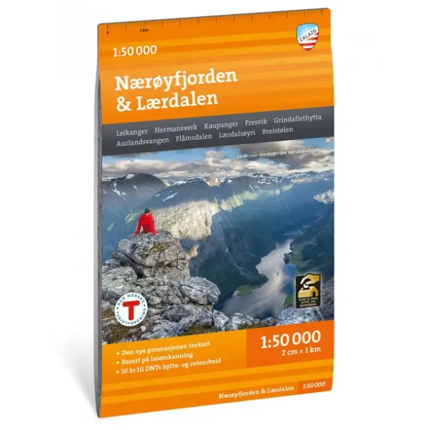 Nærøyfjorden Lærdalen Calazo Turkart 1:50 000