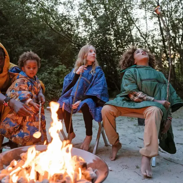 Poncho til barn 5–10 år Thermarest Honcho Poncho Kids GreenPrint