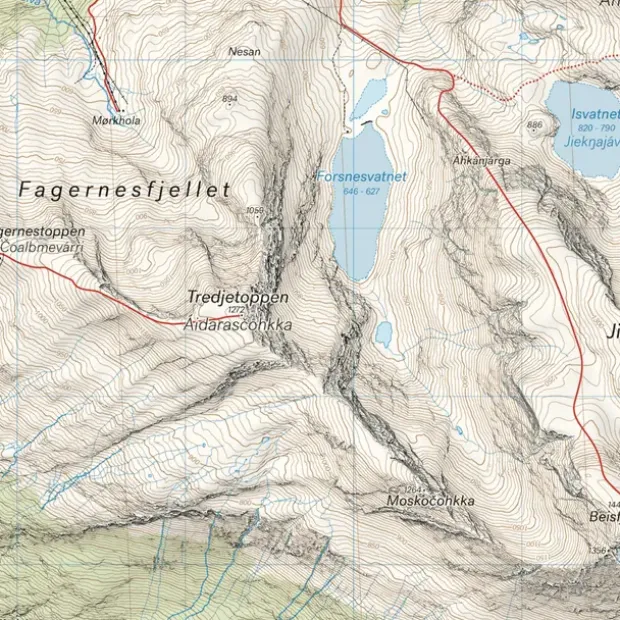 Rombakstøtta Skjomtinden Storsteisfjelle Calazo Høyfjellskart 1:25 000 Narvik