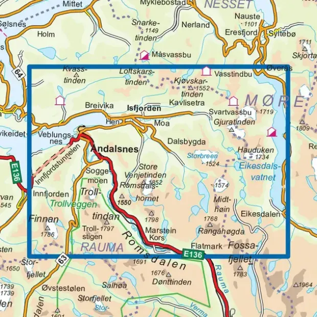 Romsdalseggen Nordeca Topo 1:25 000 3754