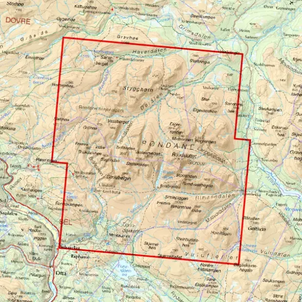 Rondanemassivet Calazo Høyfjellskart 1:25 000