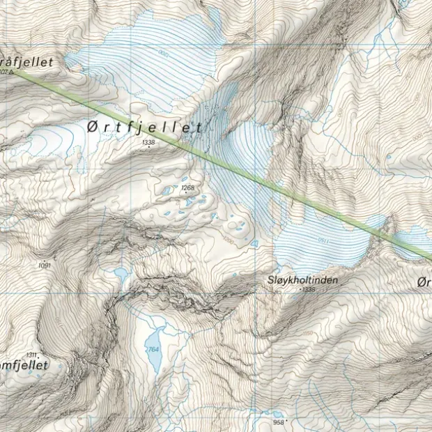 Røvassdalen Dunderlandsdalen Calazo Høyfjellskart 1:25 000