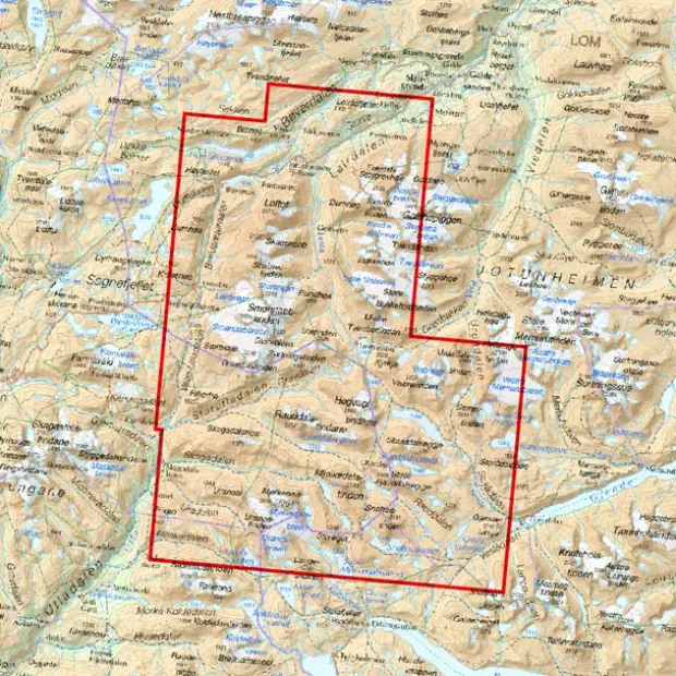 Smørstabbstindan Leirvassbu Calazo Høyfjellskart 1:25 000 Jotunheime