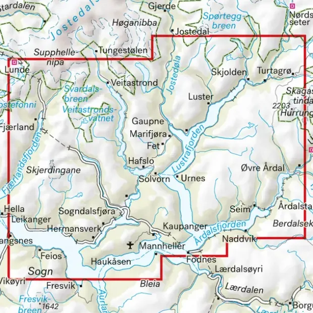 Sogndal Årdal Calazo Turkart 1:50 000