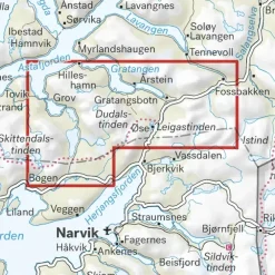 Spanstinden Dudalstinden Calazo Høyfjellskart 1:25 000 Narvik