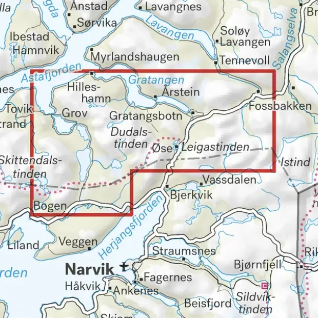 Spanstinden Dudalstinden Calazo Høyfjellskart 1:25 000 Narvik