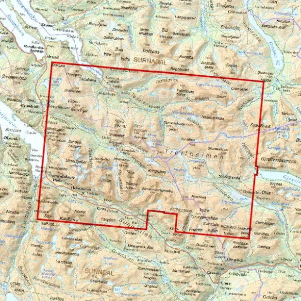 Sunndal Innerdalen Calazo Høyfjellskart 1:25 000 Trollheime