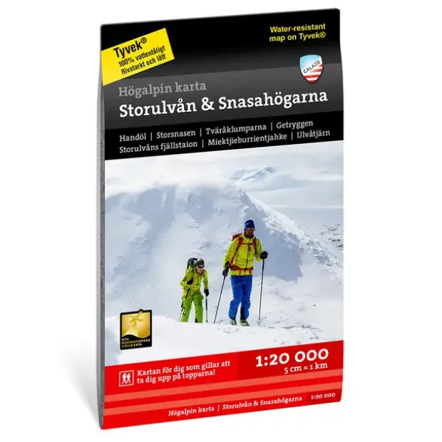 Sverige: Storulvån Snasahögarna Calazo Høyfjellskart 1:20 000