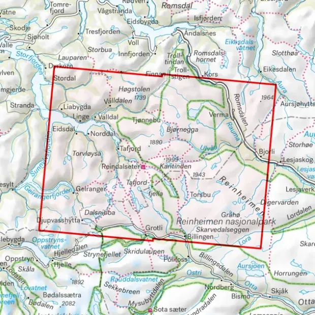 Tafjordfjella Reinheimen Calazo Turkart 1:50 000
