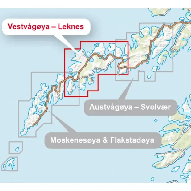 Vestvågøya Leknes Calazo Høyfjellskart 1:30 000 Lofoten