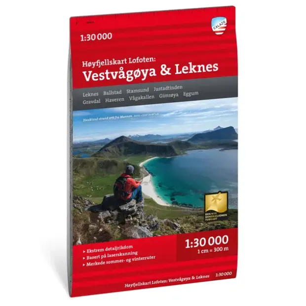 Vestvågøya Leknes Calazo Høyfjellskart 1:30 000 Lofoten
